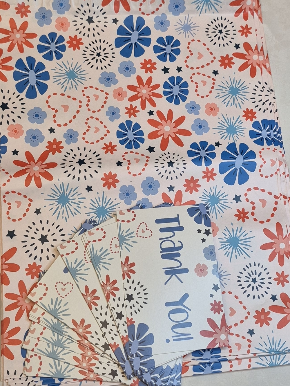 Poly Mailers 25 (12x15.5) + 25 Thank You Cards (4x6) Patriotic 4th Of July - Picture 3 of 5